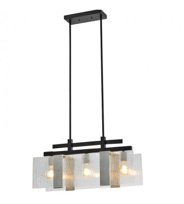  3 Light pendant w/glass gold + wood veneer paint + matt black (E26) (1289C3)