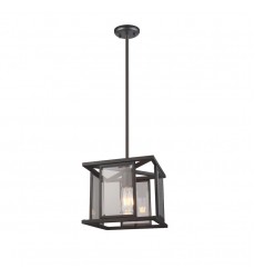  1 Light square pendant w/glass sand black (E26) (1302C)