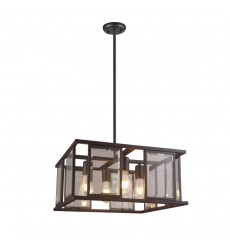 4 Light square pendant w/glass sand black (E26) (1302C4) 4 Light square pendant w/glass sand black (E26) (1302C4)