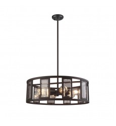 6 Light round pendant w/glass sand black (E26) (1303C6) 6 Light round pendant w/glass sand black (E26) (1303C6)