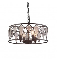 4 Light round pendant w/glass sand black (E12) (1304C4) 4 Light round pendant w/glass sand black (E12) (1304C4)