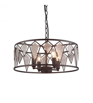 4 Light round pendant w/glass sand black (E12) (1304C4) 4 Light round pendant w/glass sand black (E12) (1304C4)
