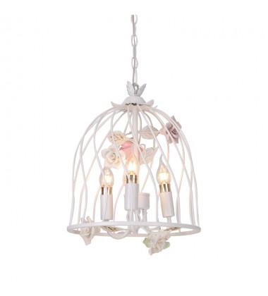 3 Light chandelier with ceramic flower accents (E12) (1313C3)