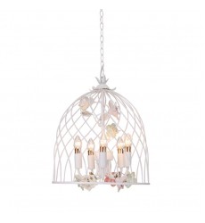 5 Light chandelier with ceramic flower accents (E12) (1313C5) 5 Light chandelier with ceramic flower accents (E12) (1313C5)