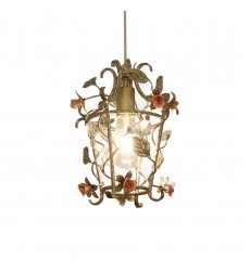 Single light pendant with ceramic flower accents (E12) (1314C1S) Single light pendant with ceramic flower accents (E12) (1314C1S)