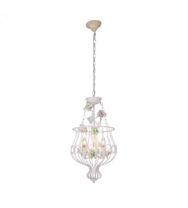  3 Light chandelier with ceramic flower accents (E12) (1315C3)