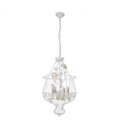  4 Light chandelier with ceramic flower accents (E12) (1315C4)