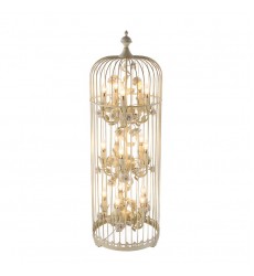  15 Light chandelier with ceramic flower accents (E12) (1318C5+5+5-WH/R)