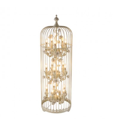  15 Light chandelier with ceramic flower accents (E12) (1318C5+5+5-WH/R)