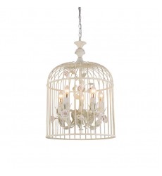 5 Light chandelier with ceramic flower accents (E12) (1318C5-WH/R) 5 Light chandelier with ceramic flower accents (E12) (1318C5-WH/R)