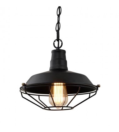  Single light black metal pendant small (E26)  (3002P-S- BK)
