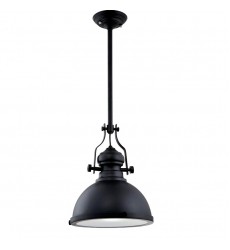 Single light black metal pendant w/glass diffuser (E26) (3008P) Single light black metal pendant w/glass diffuser (E26) (3008P)