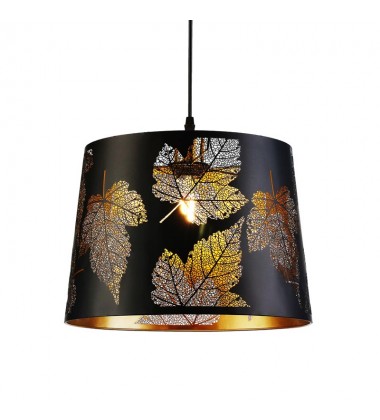  Single light pendant w/ fabric shade - maple leaf print (E26) (3087P)