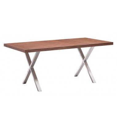  Renmen Dining Table Walnut (100086) - Zuo Modern