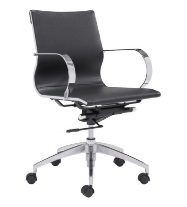  Glider Low Back Office Chair Black (100374) - Zuo Modern