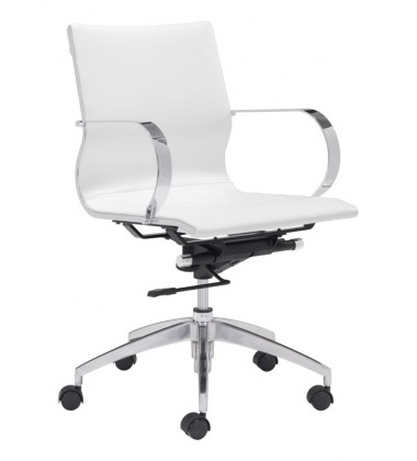  Glider Low Back Office Chair White (100375) - Zuo Modern
