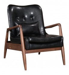  Bully Lounge Chair & Ottoman Black (100534) - Zuo Modern