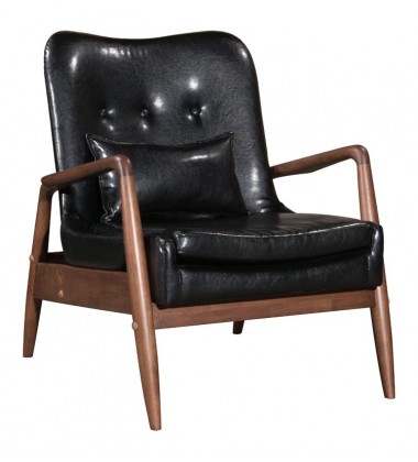  Bully Lounge Chair & Ottoman Black (100534) - Zuo Modern