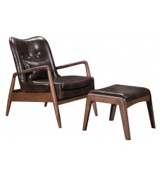  Bully Lounge Chair & Ottoman Brown (100535) - Zuo Modern