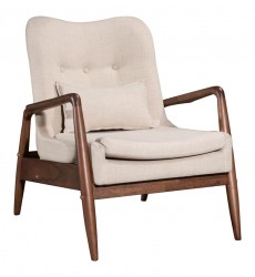  Bully Lounge Chair & Ottoman Beige (100536) - Zuo Modern