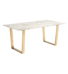  Atlas Dining Table Stone & Gold (100652) - Zuo Modern