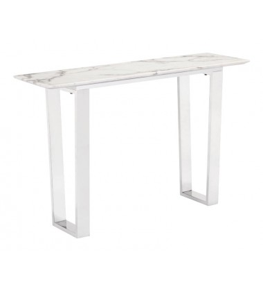  Atlas Console Table Stone & Brushed Stainless Steel (100709) - Zuo Modern
