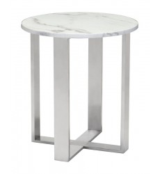  Atlas End Table Stone & Brushed Stainless Steel (100711) - Zuo Modern