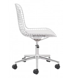  Wire Office Chair Chrome w/ White Cushion (100948) - Zuo Modern
