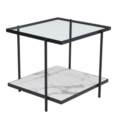 Winslett End Table Clear & White & Matt Black (100994) - Zuo Modern Winslett End Table Clear & White & Matt Black (100994) - Zuo Modern