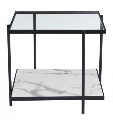 Winslett End Table Clear & White & Matt Black (100994) - Zuo Modern Winslett End Table Clear & White & Matt Black (100994) - Zuo Modern
