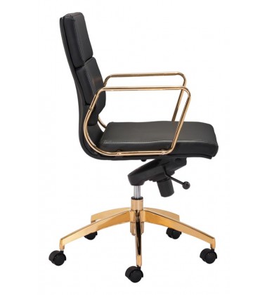  Scientist Low Back Office Chair Blk & Gd (101017) - Zuo Modern