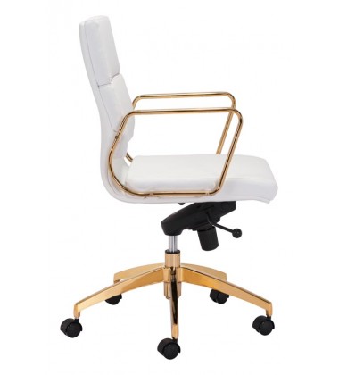  Scientist Low Back Office Chair Wht & Gd (101018) - Zuo Modern