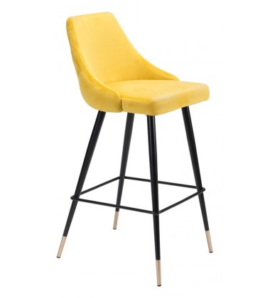  Piccolo Bar Chair Yellow Velvet (101099) - Zuo Modern
