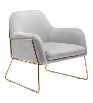  Nadir Arm Chair Gray Velvet  (101115) - Zuo Modern