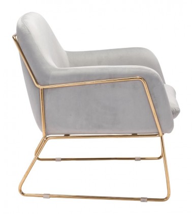  Nadir Arm Chair Gray Velvet  (101115) - Zuo Modern