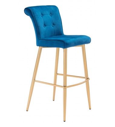  Niles Bar Chair Blue Velvet  (101144) - Zuo Modern