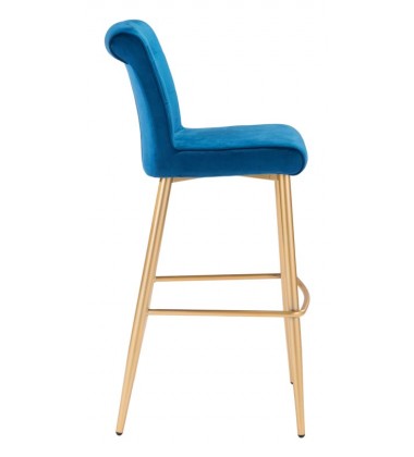 Niles Bar Chair Blue Velvet  (101144) - Zuo Modern  Niles Bar Chair Blue Velvet  (101144) - Zuo Modern