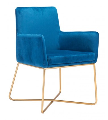 Honoria Arm Chair Dark Blue Velvet  (101146) - Zuo Modern