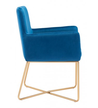  Honoria Arm Chair Dark Blue Velvet  (101146) - Zuo Modern