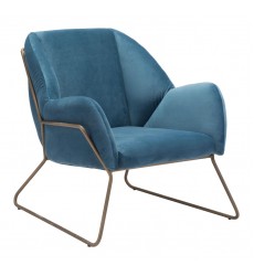  Stanza Arm Chair Blue Velvet (101156) - Zuo Modern