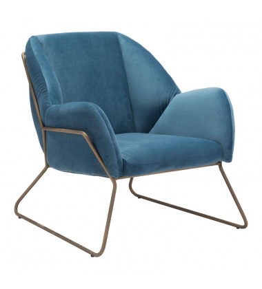  Stanza Arm Chair Blue Velvet (101156) - Zuo Modern