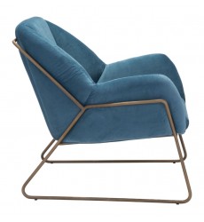  Stanza Arm Chair Blue Velvet (101156) - Zuo Modern