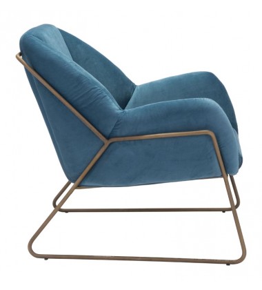  Stanza Arm Chair Blue Velvet (101156) - Zuo Modern