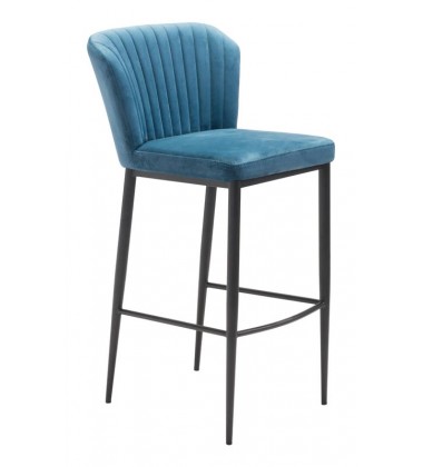 Tolivere Bar Chair Blue Velvet (101176) - Zuo Modern