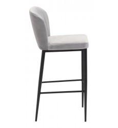  Tolivere Bar Chair Gray Velvet (101177) - Zuo Modern