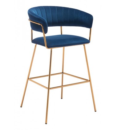  Hanna Bar Chair Dark Blue Velvet (101217) - Zuo Modern