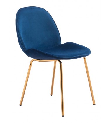  Siena Dining Chair Dark Blue Velvet (101219) - Zuo Modern