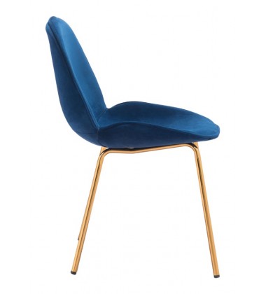  Siena Dining Chair Dark Blue Velvet (101219) - Zuo Modern