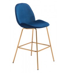  Siena Bar Chair Dark Blue Velvet (101222) - Zuo Modern