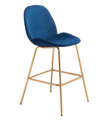  Siena Bar Chair Dark Blue Velvet (101222) - Zuo Modern